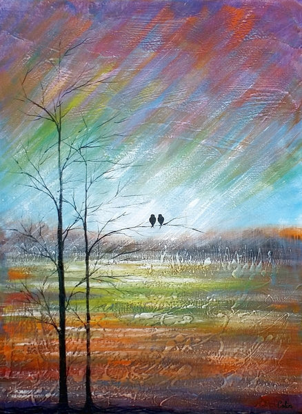 Large Acrylic Painting, Simple Canvas Painting, Abstract Painting for Sale, Love Birds Painting, Paintings for Bedroom, C-HomePaintingDecor