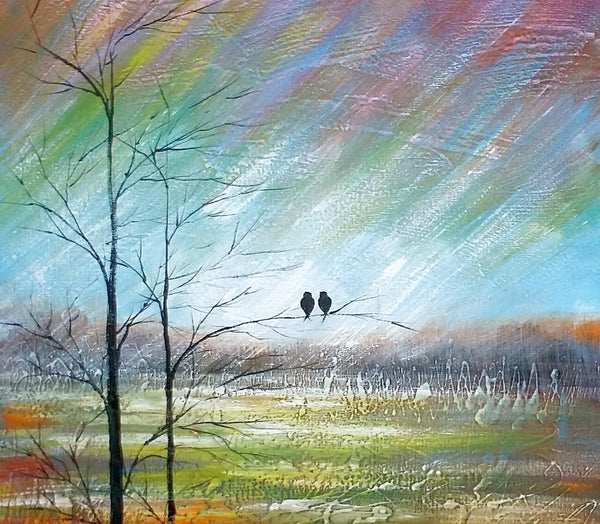 Large Acrylic Painting, Simple Canvas Painting, Abstract Painting for Sale, Love Birds Painting, Paintings for Bedroom, C-HomePaintingDecor