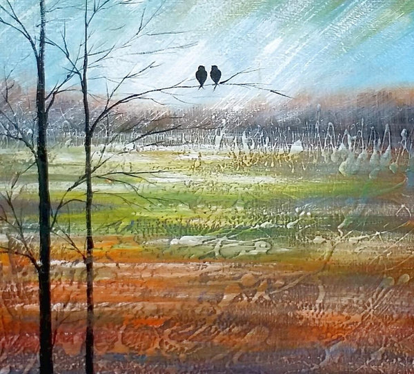 Large Acrylic Painting, Simple Canvas Painting, Abstract Painting for Sale, Love Birds Painting, Paintings for Bedroom, C-HomePaintingDecor