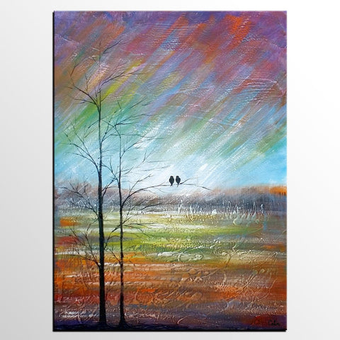 Large Acrylic Painting, Simple Canvas Painting, Abstract Painting for Sale, Love Birds Painting, Paintings for Bedroom, C-HomePaintingDecor