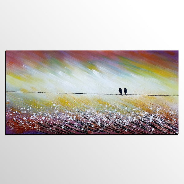 Simple Abstract Painting, Living Room Wall Art Ideas, Love Birds Painting, Acrylic Painting for Sale, Bedroom Canvas Painting-HomePaintingDecor
