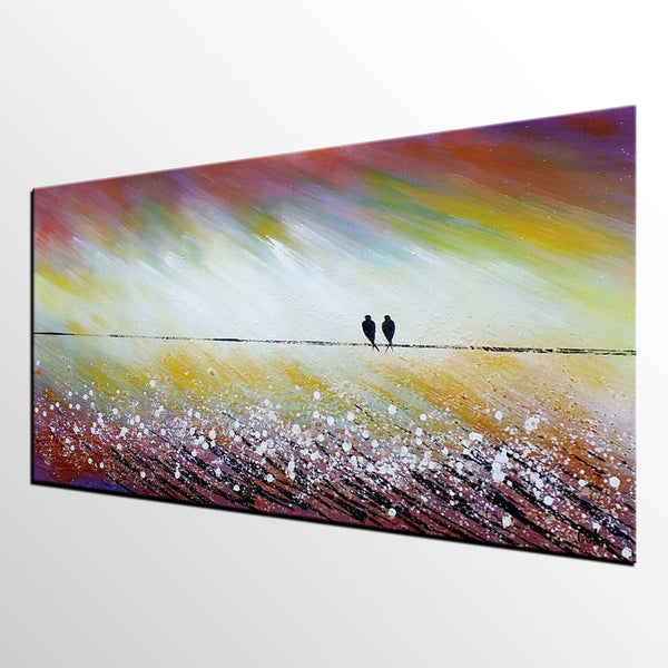Simple Abstract Painting, Living Room Wall Art Ideas, Love Birds Painting, Acrylic Painting for Sale, Bedroom Canvas Painting-HomePaintingDecor