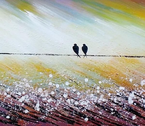 Simple Abstract Painting, Living Room Wall Art Ideas, Love Birds Painting, Acrylic Painting for Sale, Bedroom Canvas Painting-HomePaintingDecor