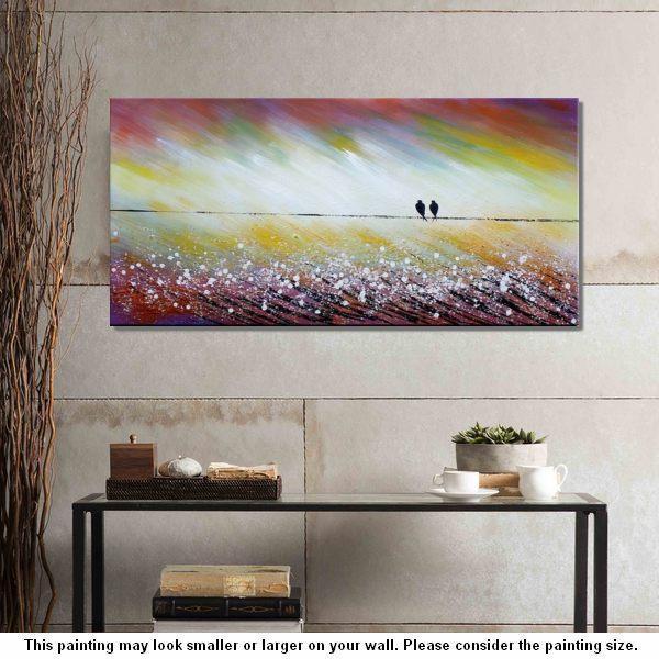 Simple Abstract Painting, Living Room Wall Art Ideas, Love Birds Painting, Acrylic Painting for Sale, Bedroom Canvas Painting-HomePaintingDecor