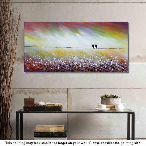 Simple Abstract Painting, Living Room Wall Art Ideas, Love Birds Painting, Acrylic Painting for Sale, Bedroom Canvas Painting-HomePaintingDecor