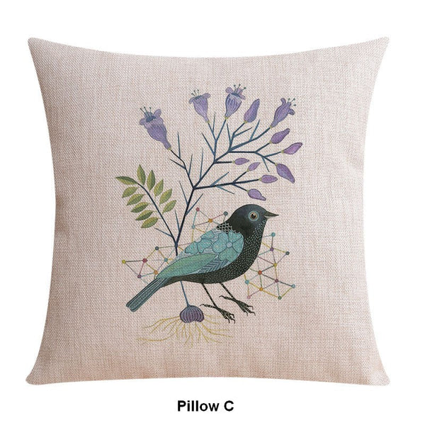 Large Decorative Pillow Covers, Decorative Sofa Pillows for Children's Room, Love Birds Throw Pillows for Couch, Singing Birds Decorative Throw Pillows-HomePaintingDecor