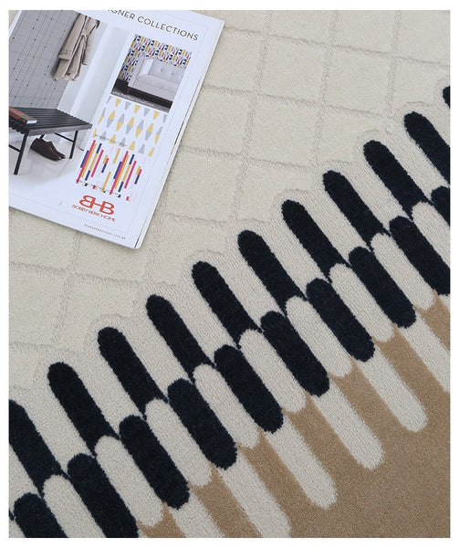 Mid Century Modern Rugs for Office, Modern Living Room Rug Ideas, Large Geometric Wool Rugs, Abstract Modern Rug Ideas for Bedroom, Contemporary Wool Rugs for Dining Room-HomePaintingDecor