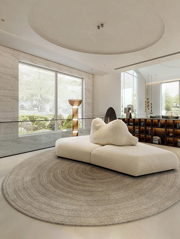 Dining Room Abstract Modern Round Rugs, Modern Rugs under Coffee Table, Living Room Contemporary Modern Rugs, Geometric Wool Rugs for Bedroom-HomePaintingDecor