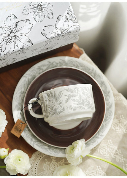 Vintage Bone China Porcelain Tea Cup Set, Unique British Tea Cup and Saucer in Gift Box, Royal Ceramic Cups, Elegant Ceramic Coffee Cups-HomePaintingDecor