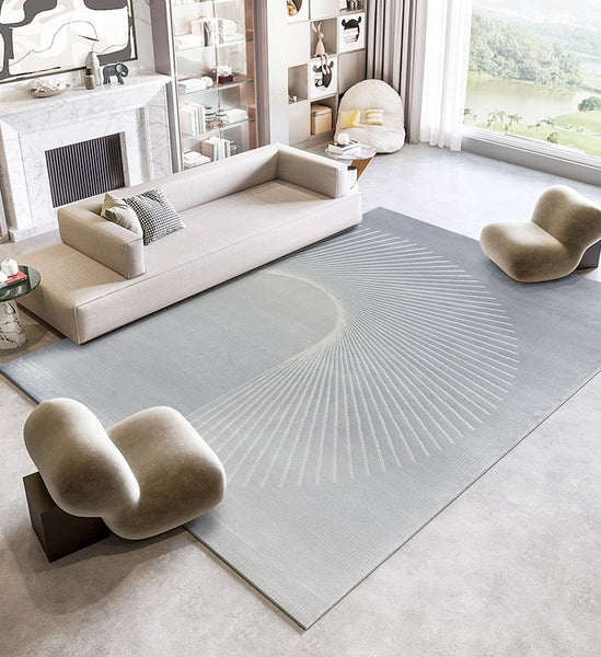 Abstract Modern Rug Ideas for Living Room, Extra Large Geometric Modern Rugs for Bedroom, Grayish Blue Contemporary Rugs for Dining Room, Simple Modern Rugs for Office-HomePaintingDecor