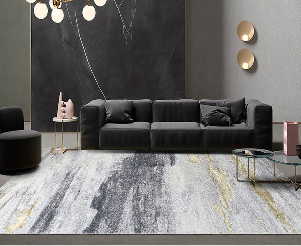Simple Modern Grey Rugs for Bedroom, Abstract Geometric Modern Rugs, Large Modern Rugs for Living Room, Modern Rugs for Dining Room, Contemporary Rugs for Office-HomePaintingDecor