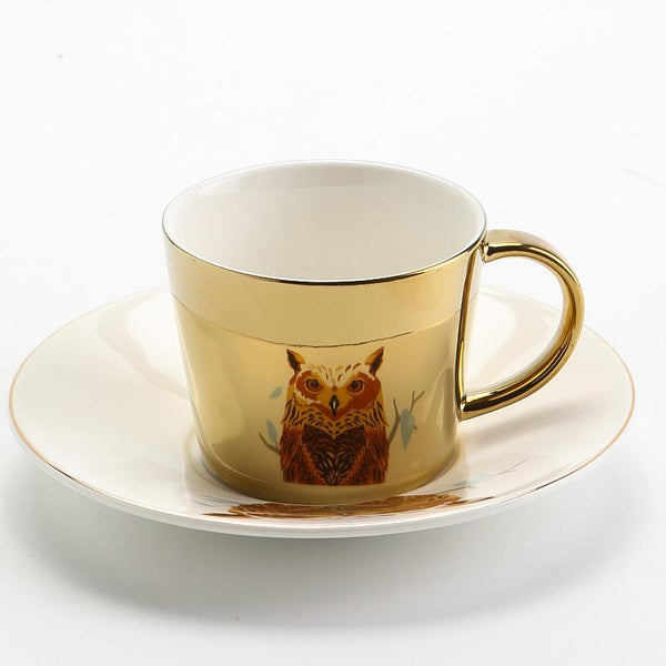 Large Coffee Cups, Tea Cup, Ceramic Coffee Cup, Golden Coffee Cup, Silver Coffee Mug, Coffee Cup and Saucer Set-HomePaintingDecor