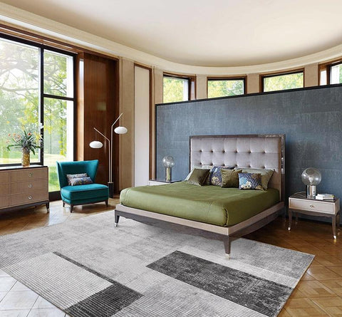 Modern Floor Rugs, Dining Room Floor Rug, Large Geometric Floor Rugs for Living Room, Large Grey Rugs, Contemporary Area Rugs for Office-HomePaintingDecor