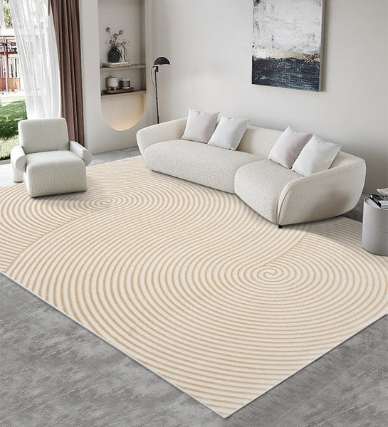 Simple Contemporary Wool Rugs, Mid Century Wool Rugs for Dining Room, Large Modern Rug Placement Ideas for Bedroom, Modern Living Room Rug Ideas-HomePaintingDecor