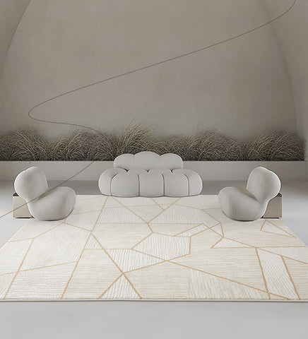 Large Modern Rugs for Dining Room, Cream Color Modern Area Rugs for Bedroom, Abstract Modern Rugs for Living Room, Texture Contemporary Modern Rugs for Sale-HomePaintingDecor