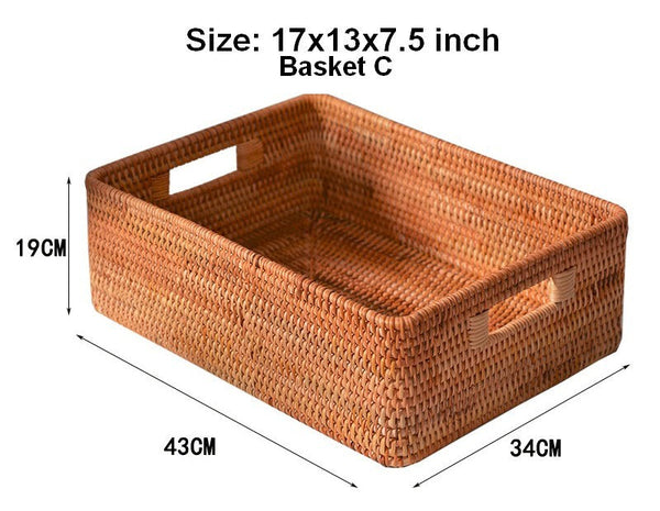 Laundry Storage Baskets, Rattan Storage Baskets for Kitchen, Storage Basket for Shelves, Kitchen Storage Basket, Storage Baskets for Bathroom-HomePaintingDecor