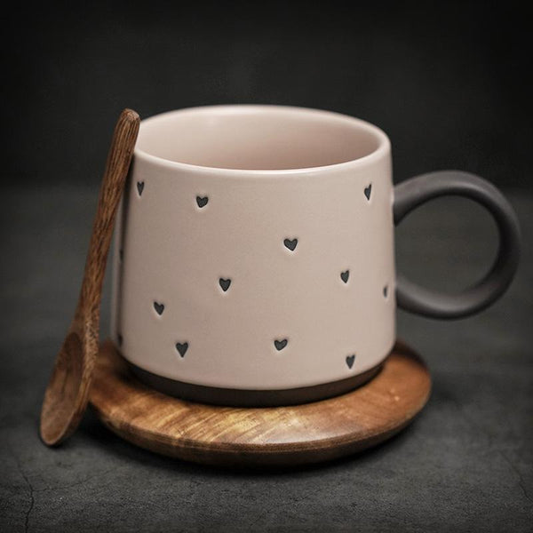Latte Coffee Cup, Ceramic Coffee Mug, Handmade Pottery Coffee Cup, Large Coffee Cup, Large Tea Cup-HomePaintingDecor