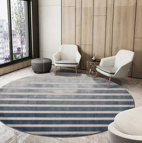Simple Modern Area Rugs under Coffee Table, Blue Geometric Modern Rugs for Bedroom, Contemporary Area Rugs, Modern Area Rugs for Dining Room-HomePaintingDecor