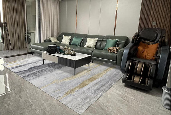 Simple Modern Grey Rugs for Bedroom, Abstract Geometric Modern Rugs, Large Modern Rugs for Living Room, Modern Rugs for Dining Room, Contemporary Rugs for Office-HomePaintingDecor