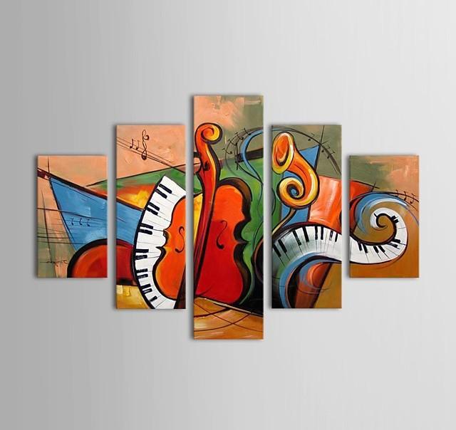 Hand Painted Modern Painting, Acrylic Painting on Canvas, Music Violin Painting, Oversize Wall Art Painting-HomePaintingDecor