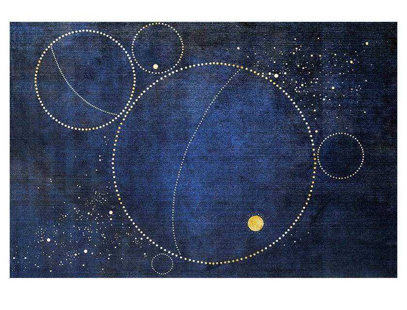 Bedroom Floor Rugs, Large Area Rugs for Living Room, Modern Blue Geometric Area Rug, Contemporary Area Rug for Dining Room-HomePaintingDecor