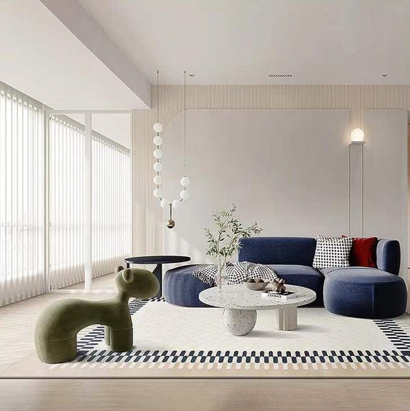 Mid Century Modern Rugs for Office, Modern Living Room Rug Ideas, Large Geometric Wool Rugs, Abstract Modern Rug Ideas for Bedroom, Contemporary Wool Rugs for Dining Room-HomePaintingDecor