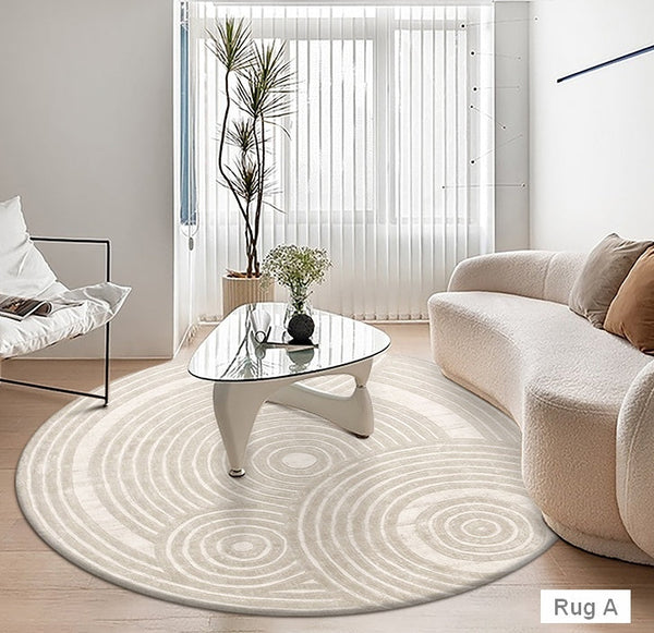 Modern Wool Rugs under Coffee Table, Contemporary Modern Wool Rugs for Bedroom, Contemporary Modern Rugs for Living Room, Geometric Modern Round Rugs-HomePaintingDecor