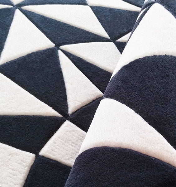 Modern Wool Rugs for Living Room, Modern Rugs for Bedroom, Coffee Table Round Rugs, Black and White Modern Wool Rugs, Abstract Round Modern Rug for Dining Room Table-HomePaintingDecor
