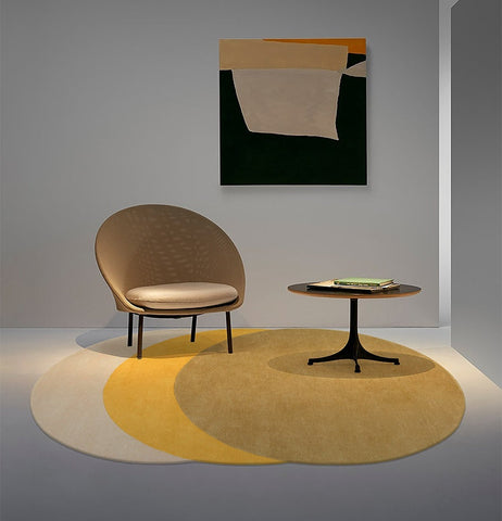 Abstract Modern Rugs for Living Room, Yellow Modern Wool Rugs, Contemporary Wool Rugs under Dining Room Table, Large Modern Rugs for Bedroom-HomePaintingDecor