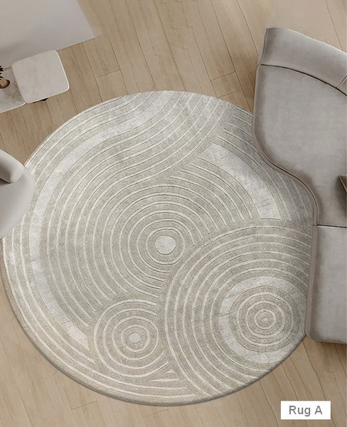 Modern Wool Rugs under Coffee Table, Contemporary Modern Wool Rugs for Bedroom, Contemporary Modern Rugs for Living Room, Geometric Modern Round Rugs-HomePaintingDecor
