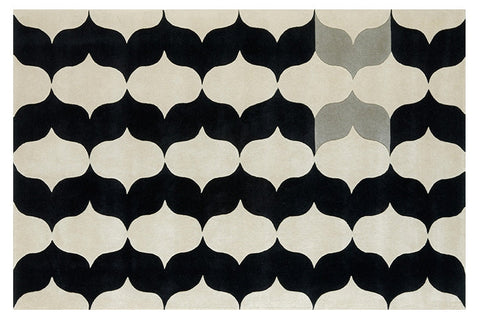 Contemporary Wool Rugs under Dining Room Table, Mid Century Modern Rugs for Living Room, Black and White Geometric Modern Rugs for Dining Room-HomePaintingDecor