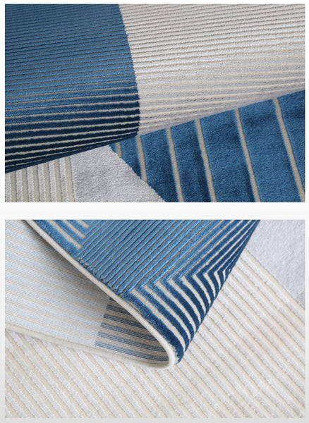 Abstract Modern Rugs for Living Room, Grey Blue Contemporary Modern Rugs, Extra Large Modern Rugs under Dining Room Table, Large Geometric Carpets-HomePaintingDecor