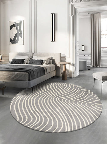 Modern Wool Rugs under Coffee Table, Contemporary Modern Rugs for Living Room, Geometric Modern Rugs, Abstract Modern Round Rugs for Bedroom-HomePaintingDecor