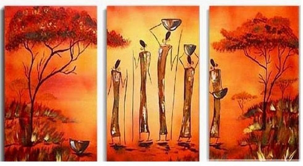 Landscape Painting, African Art, Canvas Painting, Wall Art, Large Painting, Living Room Wall Art, Modern Art, 3 Piece Wall Art, Abstract Painting, Home Art Decor-HomePaintingDecor