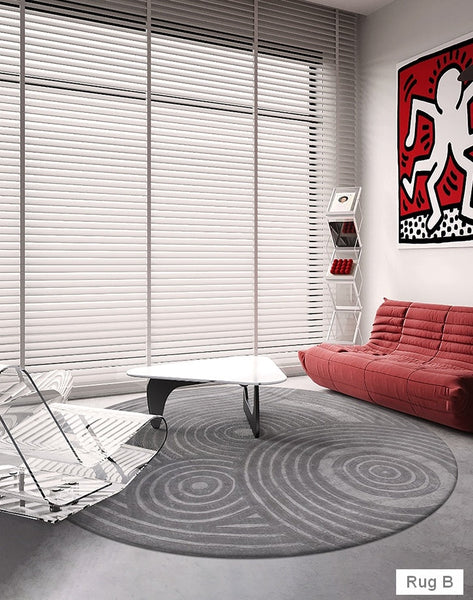 Modern Wool Rugs under Coffee Table, Contemporary Modern Wool Rugs for Bedroom, Contemporary Modern Rugs for Living Room, Geometric Modern Round Rugs-HomePaintingDecor