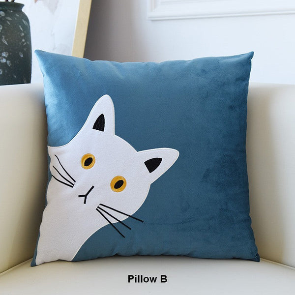 Modern Sofa Decorative Pillows, Lovely Cat Pillow Covers for Kid's Room, Cat Decorative Throw Pillows for Couch, Modern Decorative Throw Pillows-HomePaintingDecor
