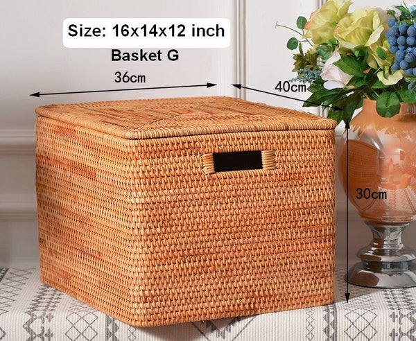 Storage Basket for Shelves, Large Rectangular Storage Basket, Storage Baskets for Kitchen, Woven Storage Basket for Living Room-HomePaintingDecor