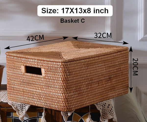 Storage Baskets for Toys, Rectangular Storage Basket for Shelves, Storage Basket with Lid, Storage Baskets for Bathroom, Storage Baskets for Clothes-HomePaintingDecor
