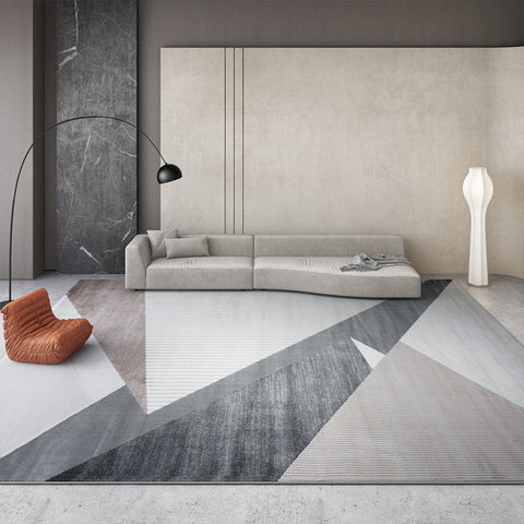 Large Modern Living Room Rugs, Dining Room Floor Carpets, Geometric Modern Rugs for Office, Grey Contemporary Modern Rugs for Bedroom-HomePaintingDecor