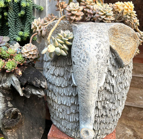 Modern Animal Statue for Garden Ornaments, Large Elephant Flowerpot, Resin Statue for Garden, Villa Outdoor Decor Gardening Ideas-HomePaintingDecor