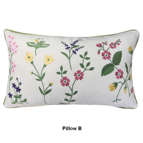 Farmhouse Sofa Decorative Pillows, Embroider Flower Cotton Pillow Covers, Spring Flower Decorative Throw Pillows, Flower Decorative Throw Pillows for Couch-HomePaintingDecor