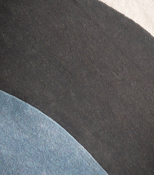 Blue Geometric Modern Wool Rugs, Large Modern Rugs for Bedroom, Contemporary Wool Rugs for Dining Room, Abstract Modern Rugs for Living Room-HomePaintingDecor