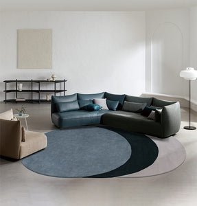 Blue Geometric Modern Wool Rugs, Large Modern Rugs for Bedroom, Contemporary Wool Rugs for Dining Room, Abstract Modern Rugs for Living Room-HomePaintingDecor