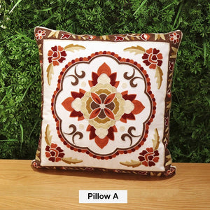 Cotton Flower Decorative Pillows, Sofa Decorative Pillows, Embroider Flower Cotton Pillow Covers, Farmhouse Decorative Throw Pillows for Couch-HomePaintingDecor