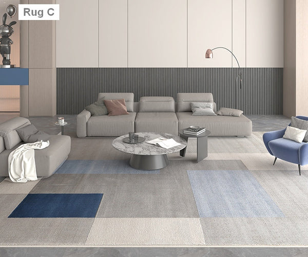 Abstract Modern Rugs for Living Room, Grey Blue Contemporary Modern Rugs, Extra Large Modern Rugs under Dining Room Table, Large Geometric Carpets-HomePaintingDecor