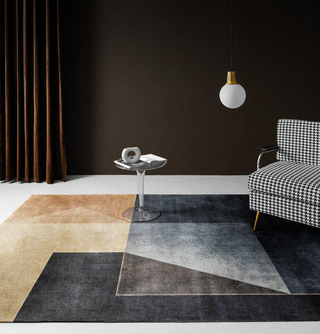 Contemporary Area Rugs under Sofa, Bedroom Modern Rugs, Geometric Modern Rugs, Modern Area Rugs in Living Room, Large Carpets for Office-HomePaintingDecor