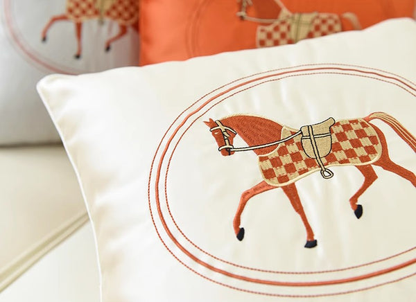 Modern Decorative Throw Pillows, Horse Decorative Throw Pillows for Couch, Embroider Horse Pillow Covers, Modern Sofa Decorative Pillows-HomePaintingDecor