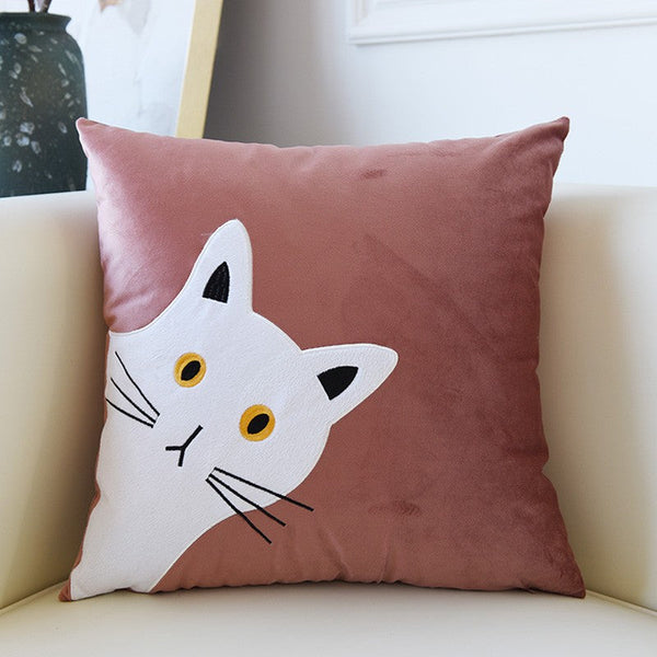 Decorative Throw Pillows, Modern Sofa Decorative Pillows, Lovely Cat Pillow Covers for Kid's Room, Cat Decorative Throw Pillows for Couch-HomePaintingDecor