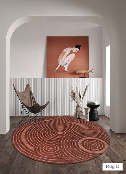 Modern Wool Rugs under Coffee Table, Contemporary Modern Wool Rugs for Bedroom, Contemporary Modern Rugs for Living Room, Geometric Modern Round Rugs-HomePaintingDecor