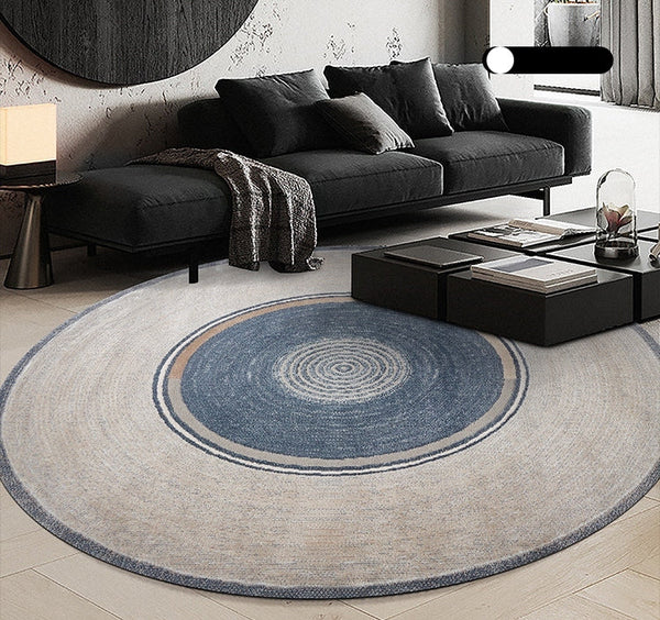 Abstract Contemporary Round Rugs, Geometric Modern Rugs for Bedroom, Modern Rugs for Dining Room, Modern Area Rugs under Coffee Table-HomePaintingDecor